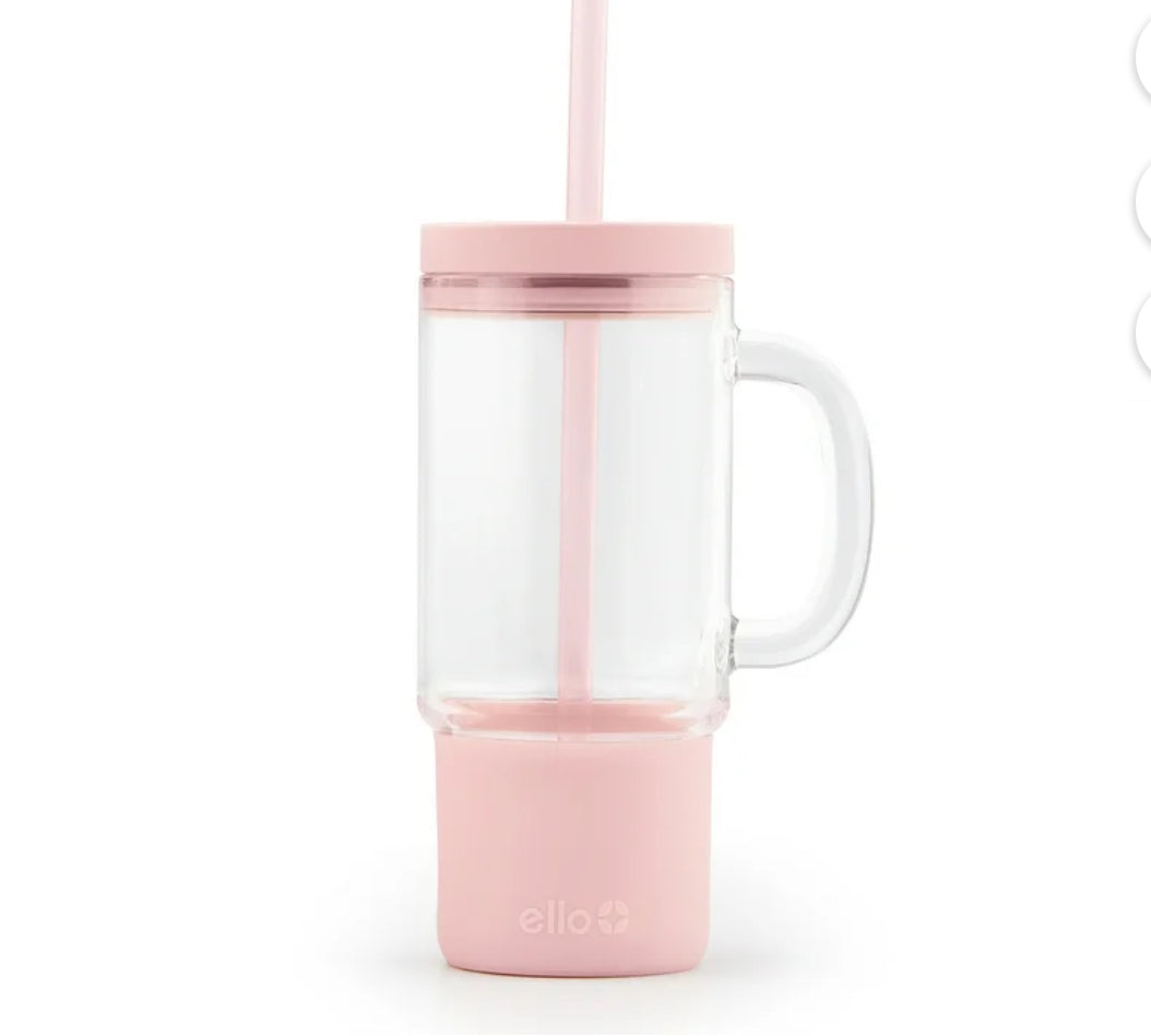 Ello Nova 18oz Glass Mug with Straw