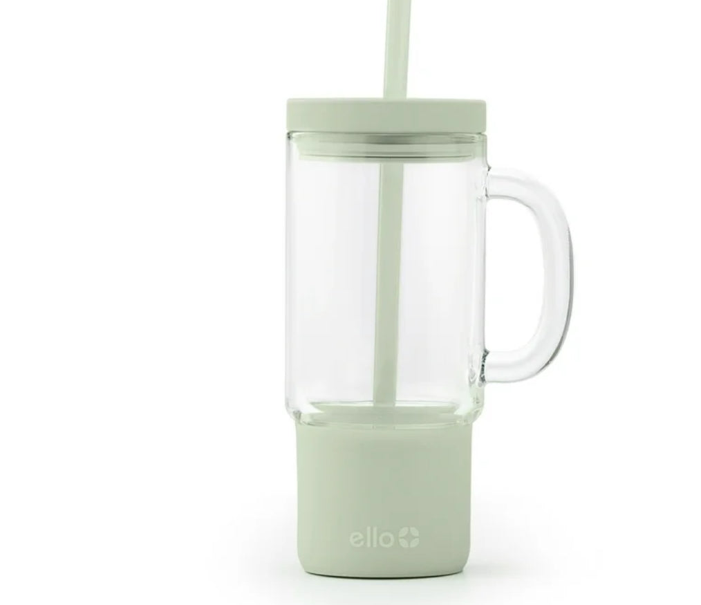 Ello Nova 18oz Glass Mug with Straw